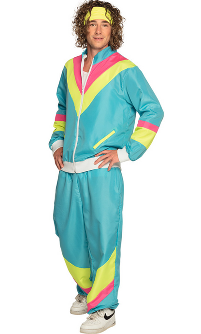 Déguisement Jogging Rétro Bleu Fluo Homme