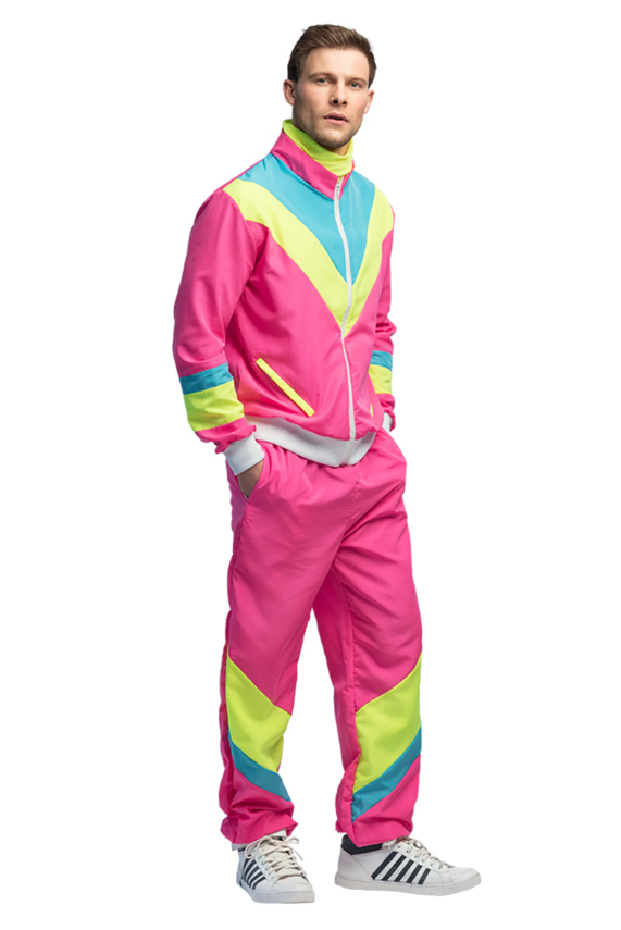 Déguisement Jogging Rétro Rose Fluo Homme