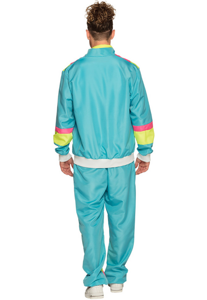 Déguisement Jogging Rétro Bleu Fluo Homme