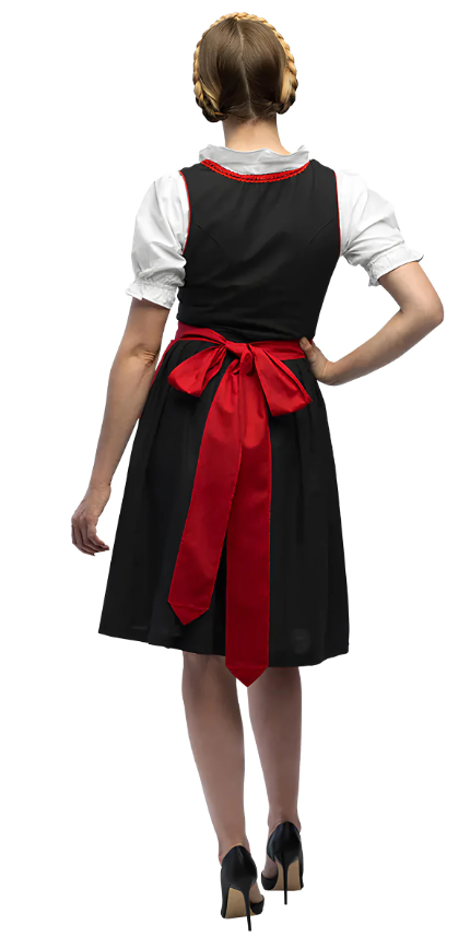 Déguisement Bavaroise noir à broderies rouges femme