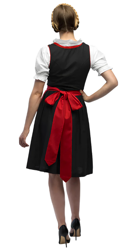 Déguisement Bavaroise noir à broderies rouges femme