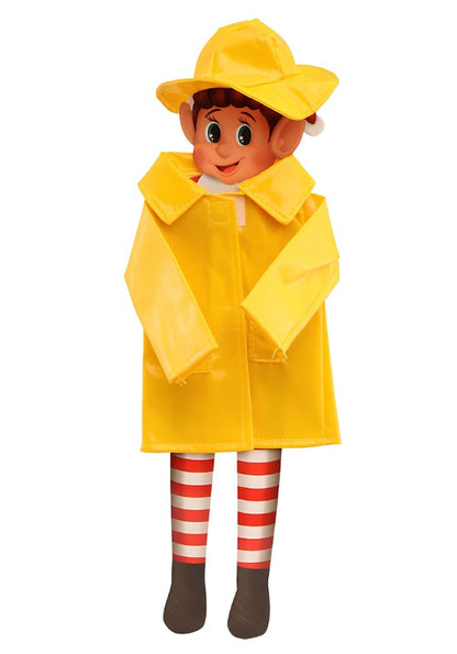 Déguisement imperméable jaune avec chapeau pour poupée lutin farceur