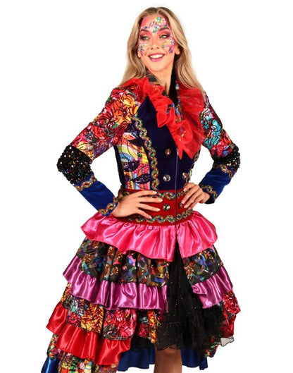 Veste de carnaval femme style Fiesta Carnavale multicolore haut de gamme