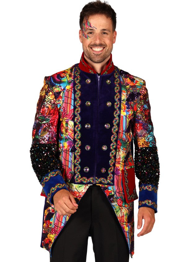 Veste de carnaval homme style Fiesta Carnavale multicolore haut de gamme