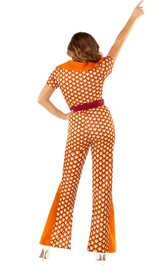 Combinaison orange années 70 femme