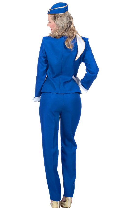 Déguisement hôtesse de l'air bleue luxe femme