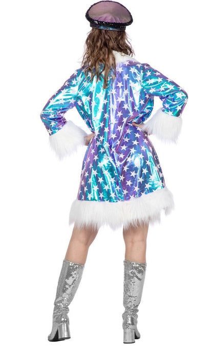 Veste longue bleue étoilées luxe femme