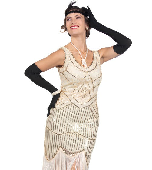 Déguisement Charleston beige à sequins luxe femme
