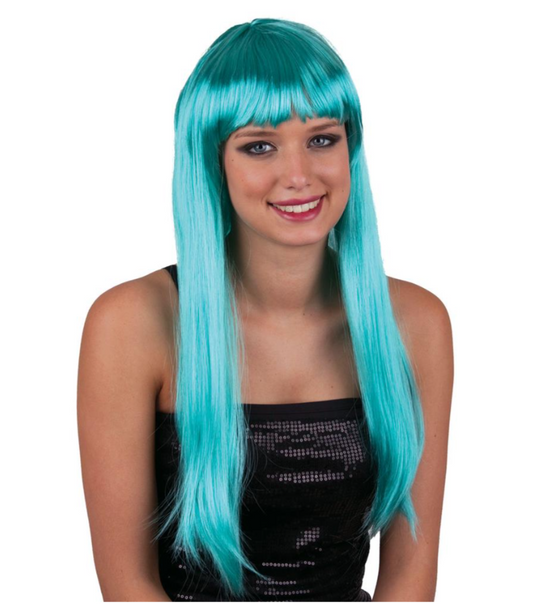 Longue perruque bleu