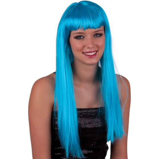 Longue perruque bleu clair