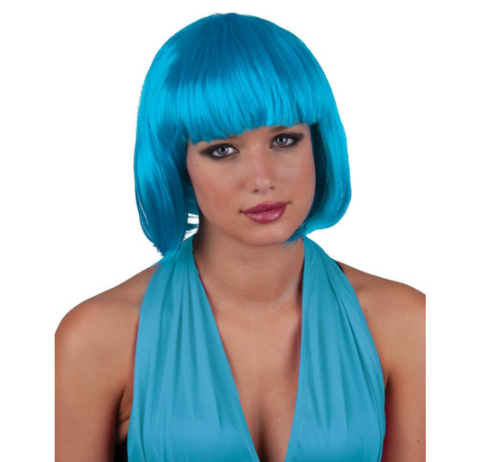 Perruque courte turquoise