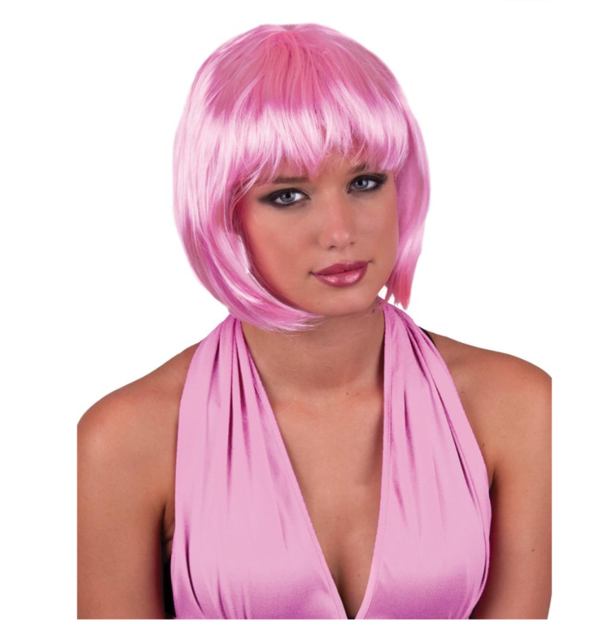 Perruque rose courte