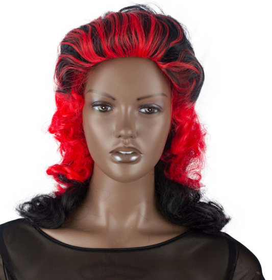 Perruque noire et rouge