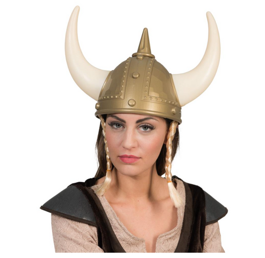 Casque Viking avec cornes et tresses