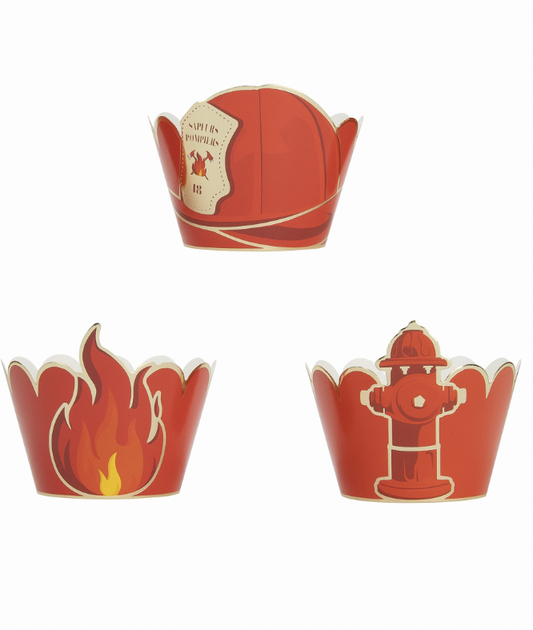 6 Habillages moules à cupcake Pompier