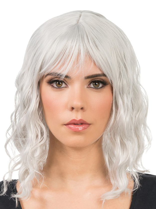 Perruque ondulée gris clair adulte