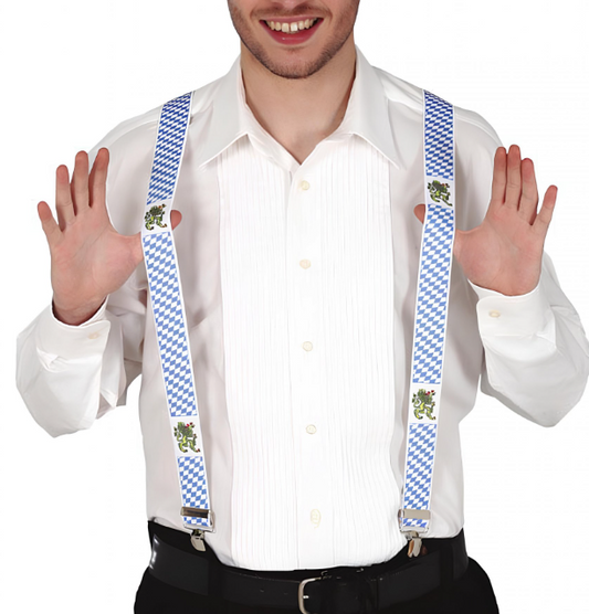 Bretelles bavaroises à carreaux bleus et blancs