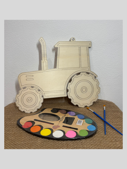 Tracteur en bois a dessiner pour enfants
