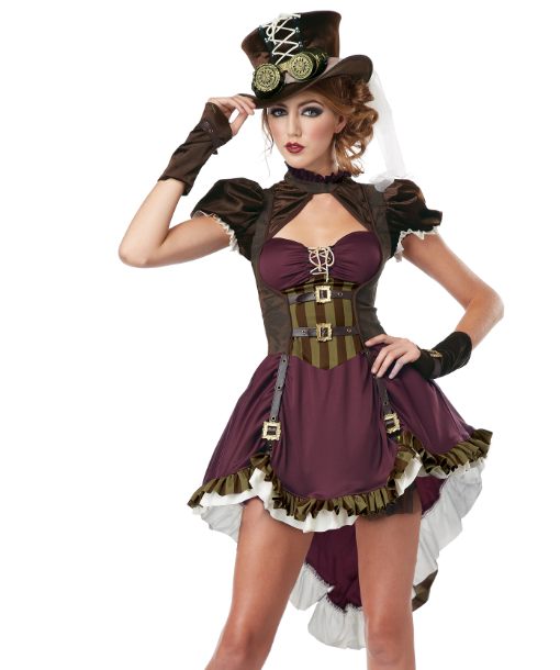 Déguisement steampunk femme bordeaux