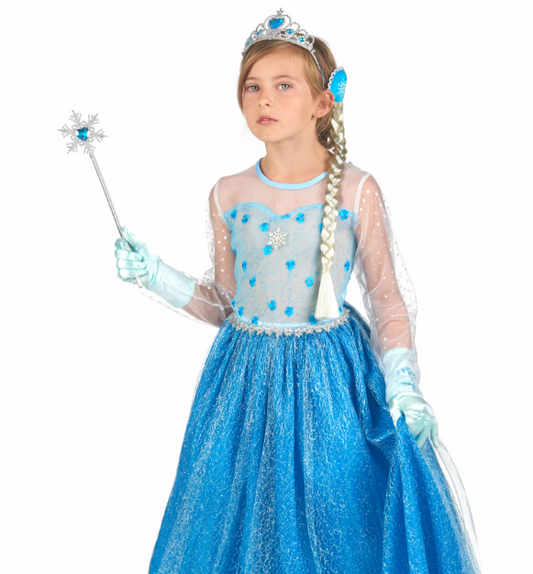 Déguisement et accessoires de princesse des glaces bleue fille