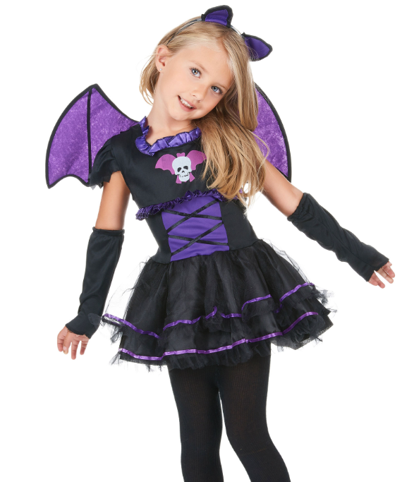 Déguisement chauve-souris noire et violette fille