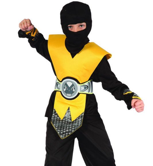 Déguisement ninja jaune plastron garçon