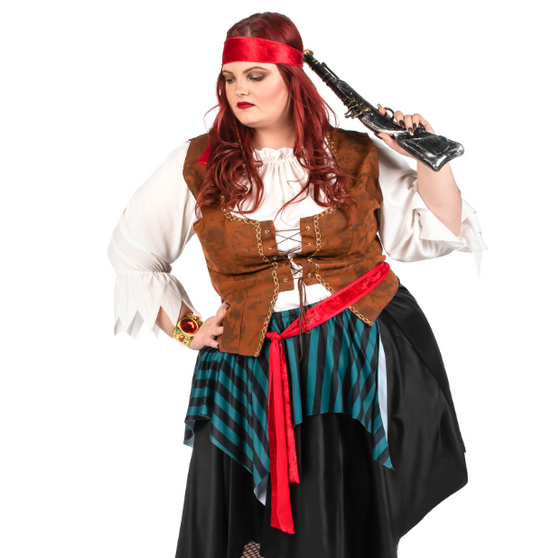 Déguisement pirate rayé bleu et noir grande taille femme