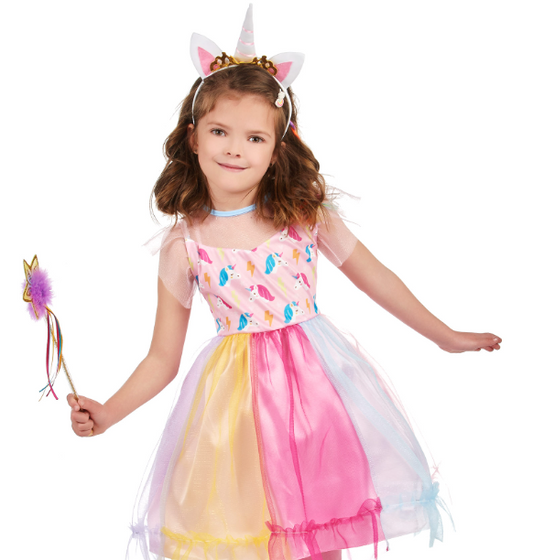 Déguisement licorne multicolore fille