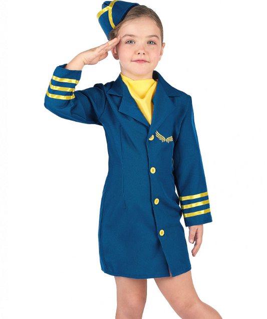 Déguisement uniforme hôtesse de l'air fille