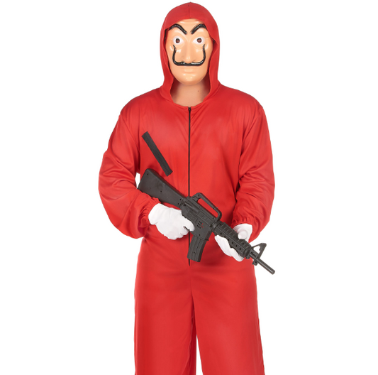 Déguisement combinaison voleur rouge adulte