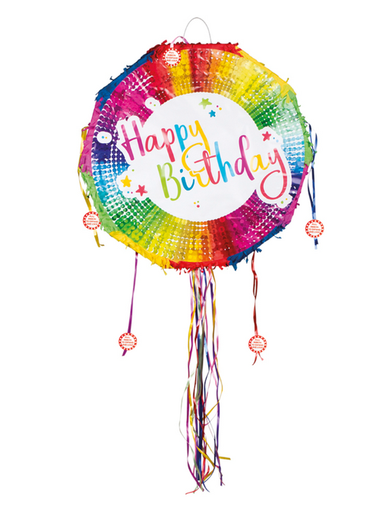 Piñata ronde multicolore Happy Birthday 40 cm