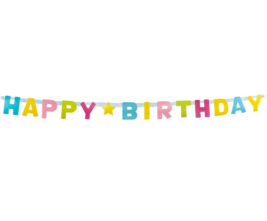 Guirlande lettres Happy Birthday en carton 150 cm