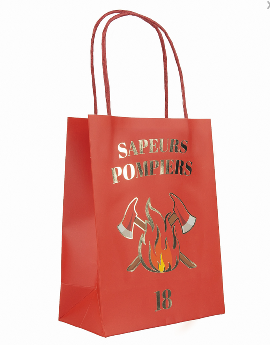 Sacs cadeaux en papier Pompier 20 cm