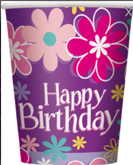 Gobelets en carton Happy Birthday