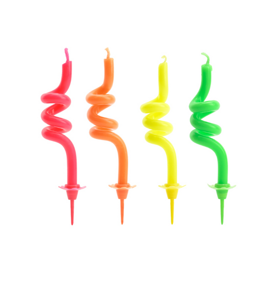 Bougies d'anniversaire tourbillons multicolores 8 cm