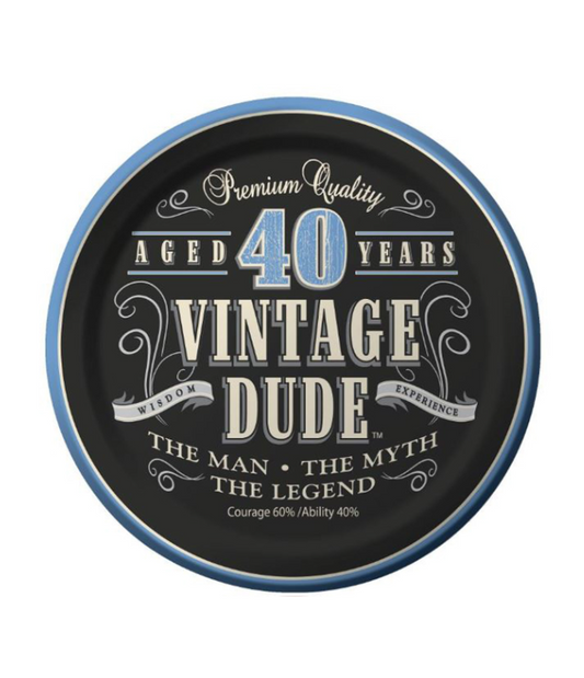 Petites assiettes en carton Anniversaire Vintage 40 ans 18 cm