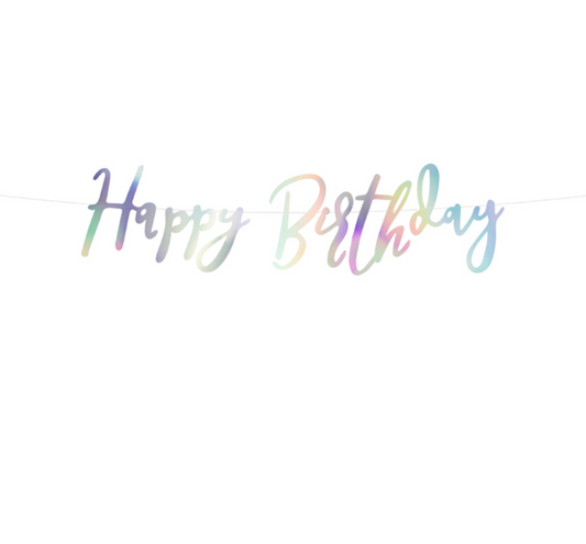 Guirlande en carton happy birthday iridescent 16,5 x 62 cm