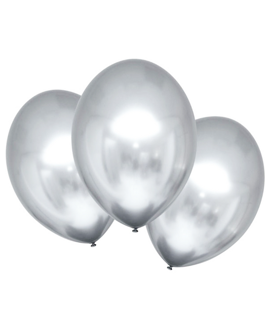 Ballons en latex argentés satinés 28 cm