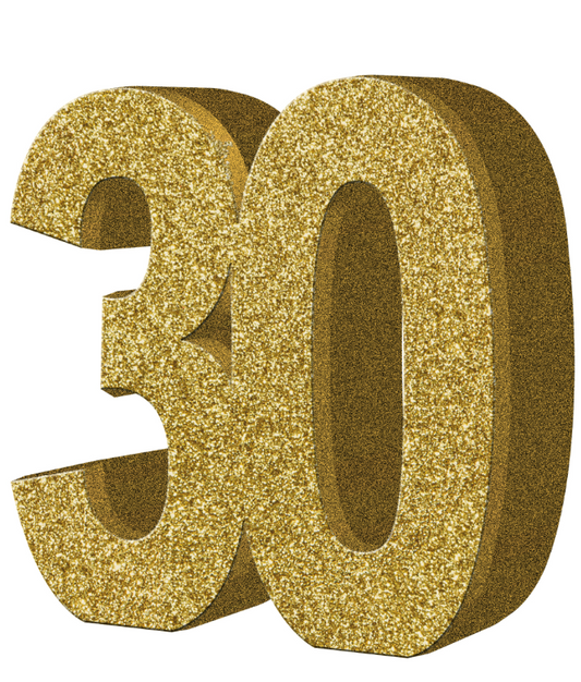 Décoration de table 30 ans dorée 20 x 20 cm