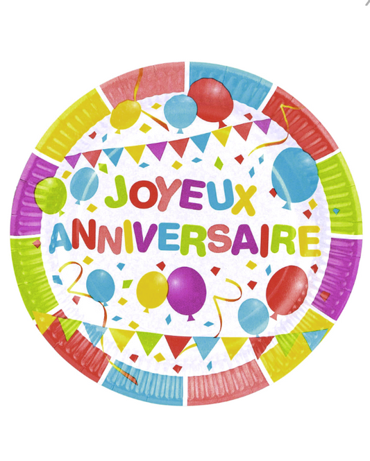 Assiettes en carton Ballons d'anniversaire 23 cm