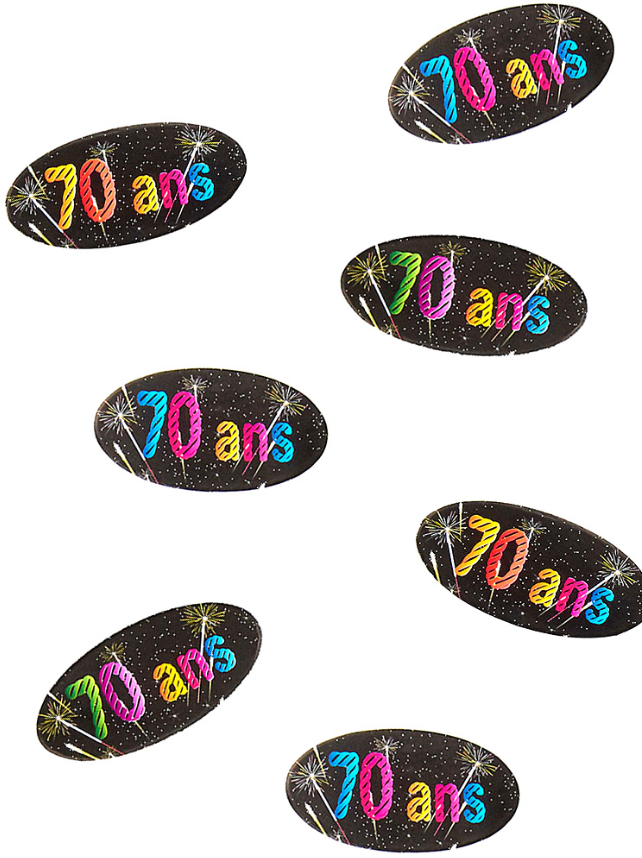 80 Confettis de table en papier 70 ans feux d'artifice 4 x 2 cm