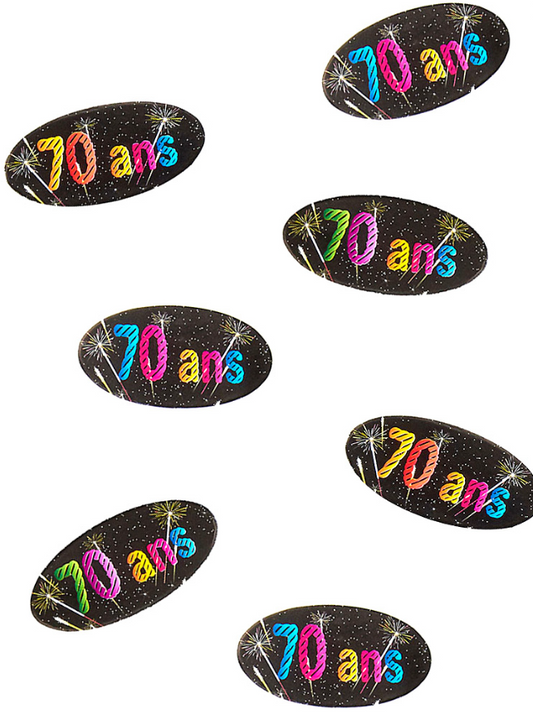 80 Confettis de table en papier 70 ans feux d'artifice 4 x 2 cm