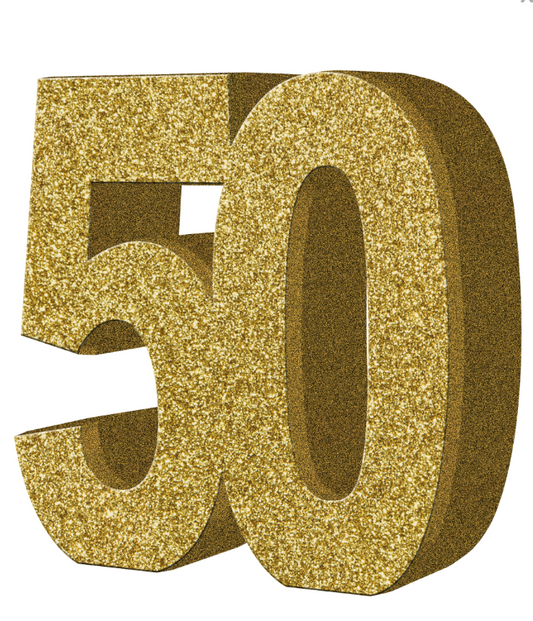 Décoration de table 50 ans dorée 20 x 20 cm