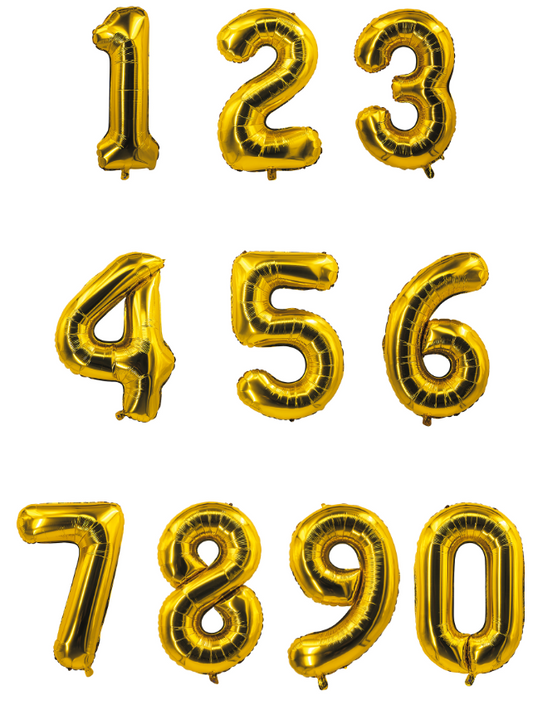 Ballon aluminium chiffre doré 85 cm