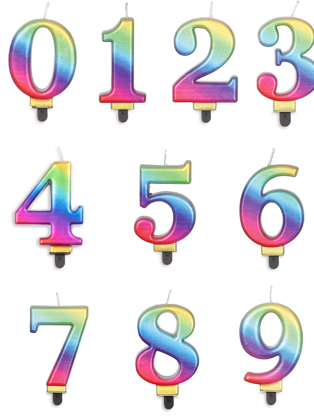 Bougie chiffre multicolore 8 cm