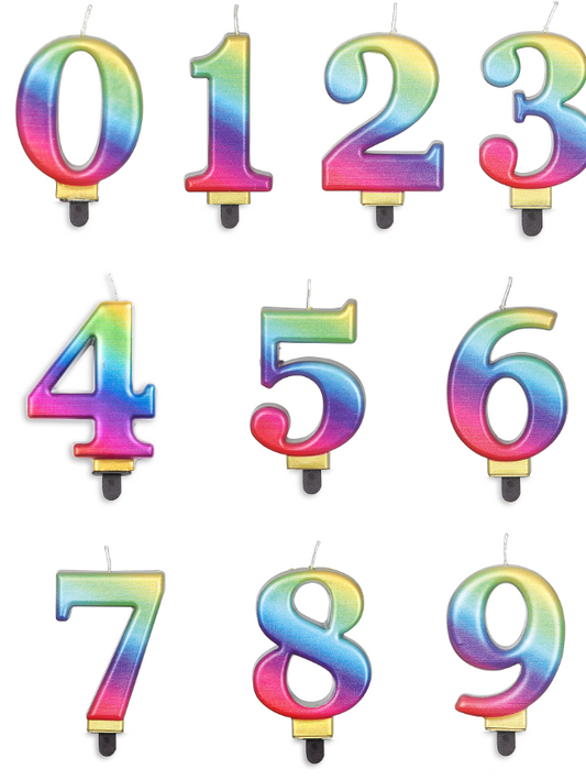 Bougie chiffre multicolore 8 cm