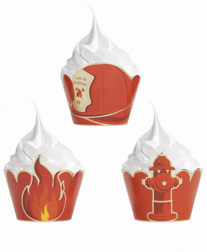 6 Habillages moules à cupcake Pompier