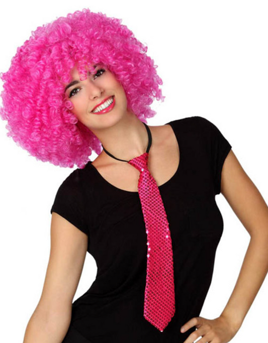 Cravate à sequins fushia adulte