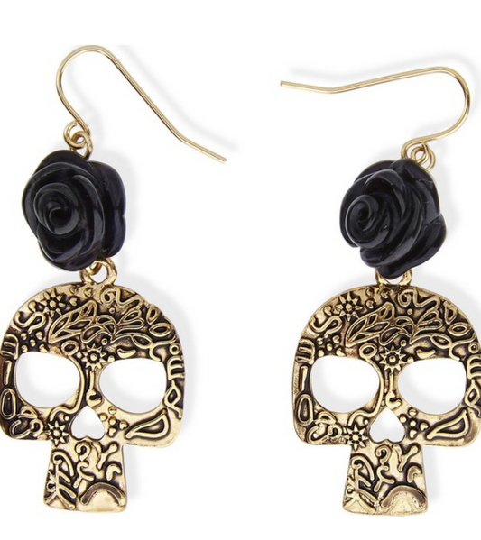 Boucles d'oreilles squelette doré adulte