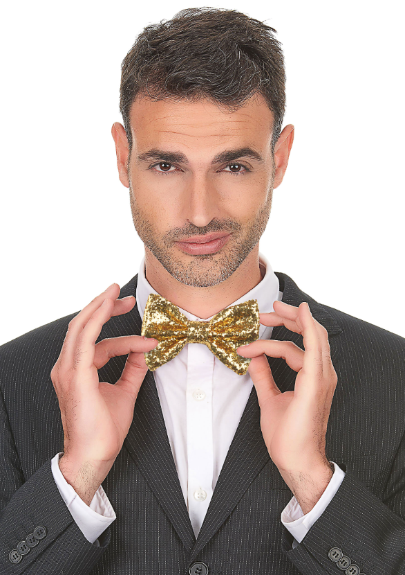 Noeud papillon brillant disco or adulte